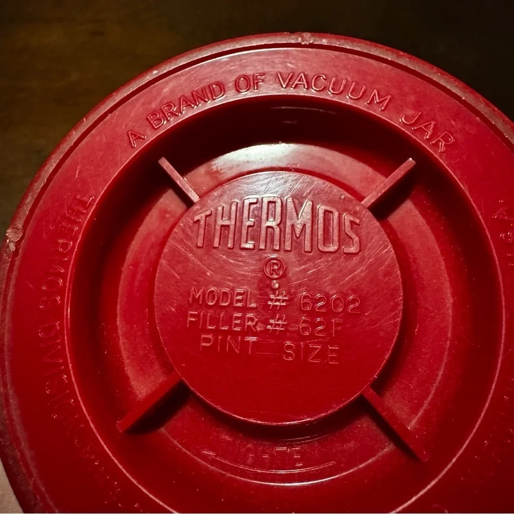 Vtg Thermos Vacuum Jar 6202 King-Seeley Red/Tan Pint Wide Mouth Leak Proof CMPLT